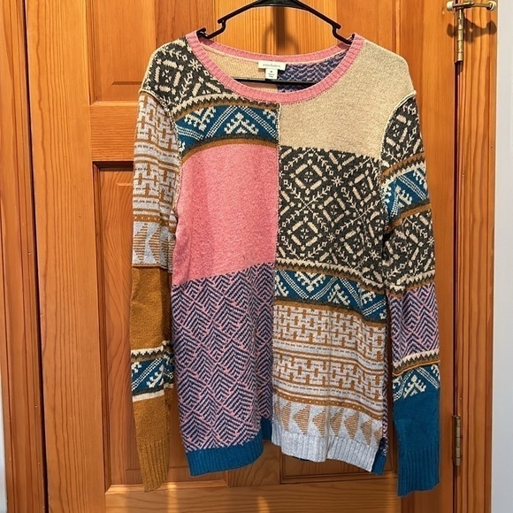 Sundance Fields of Fair Patchwork Multicolored Sweater Alpaca Wool Size Medium - Picture 3 of 6